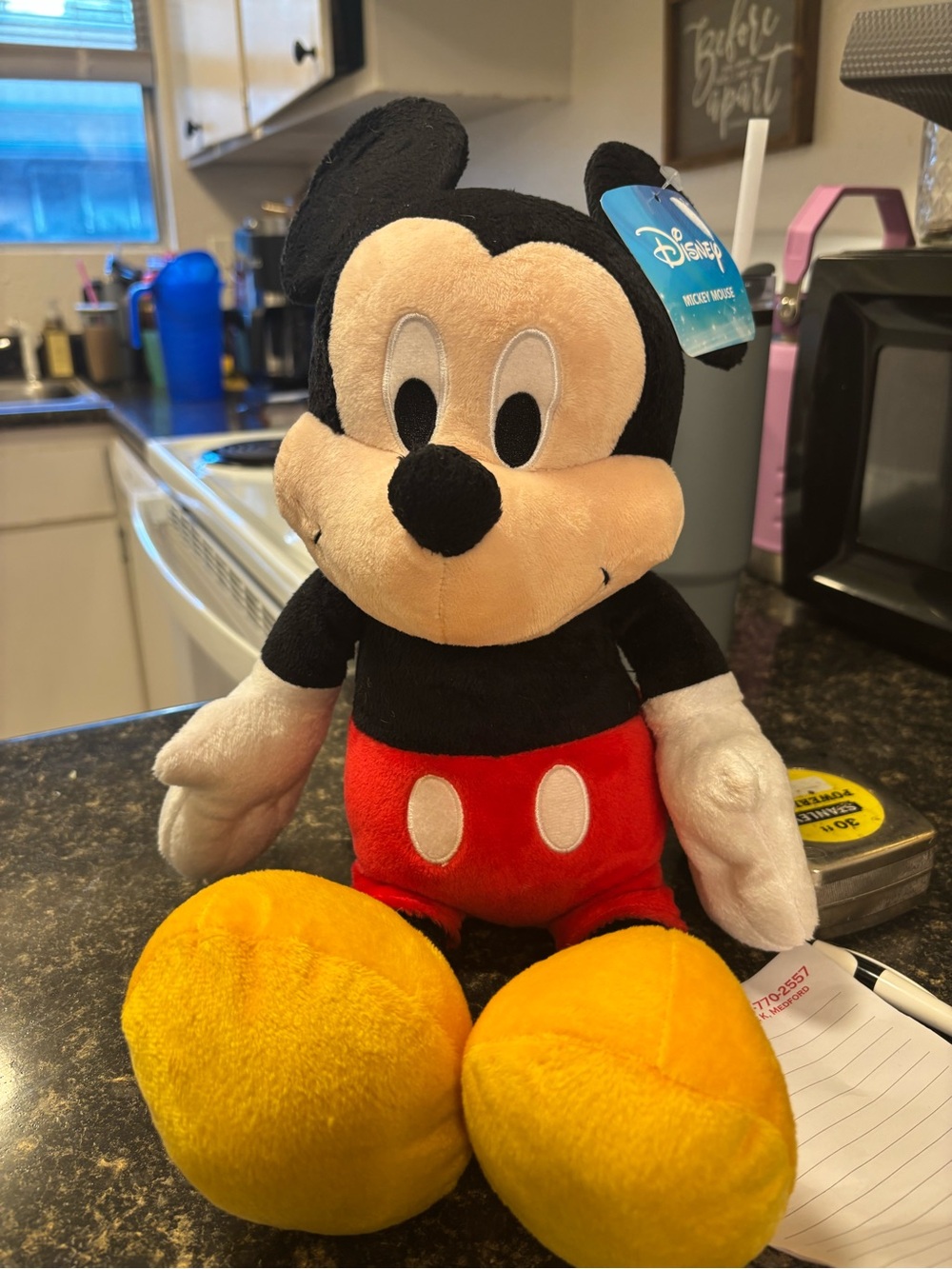 Disney Mickey Mouse Plush - Black, Red & Yellow
